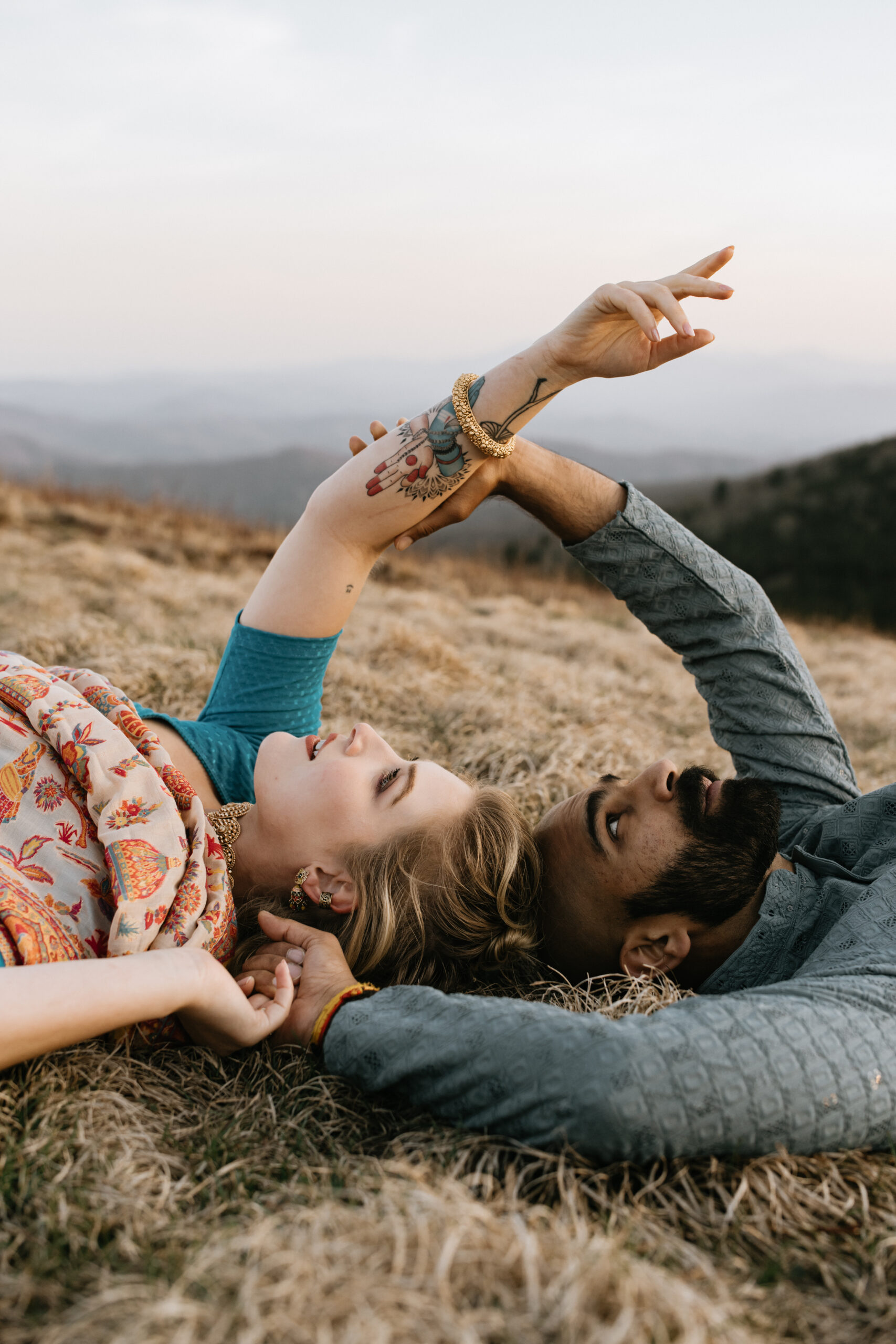 Mountain top engagement session. Indian engagement session